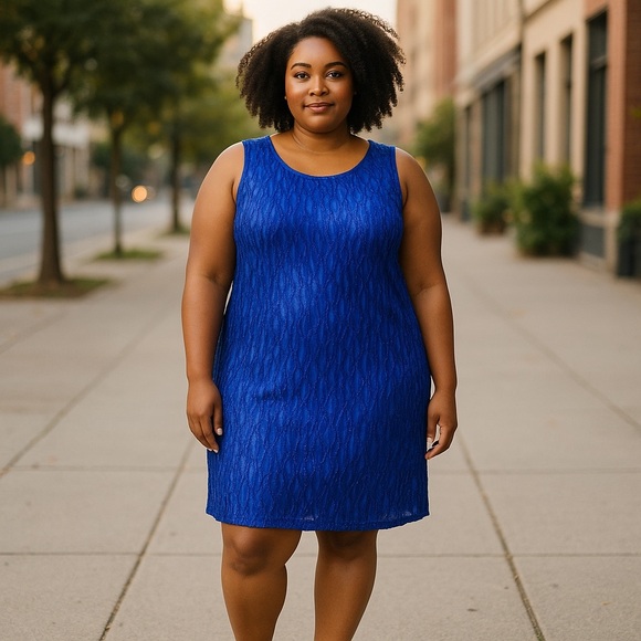 Scala Vintage Silk & Sequin Royal/Cobalt Blue Sleeveless Cocktail Dress Size 2X - Picture 4 of 16